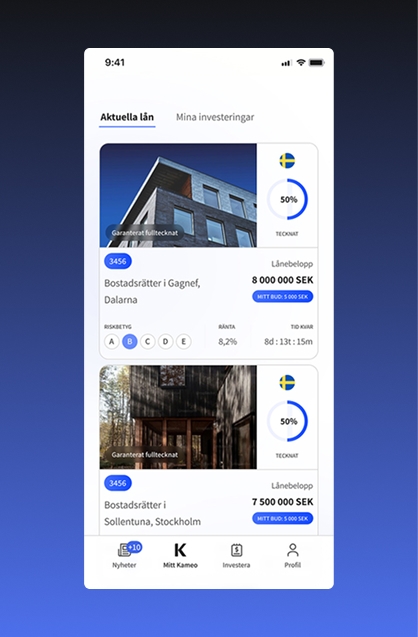 Skärmavbild från Kameos app.
